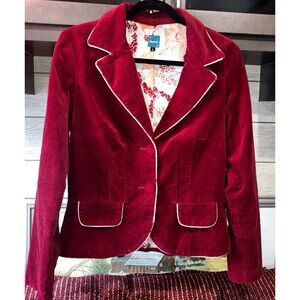 Vintage Y2K Charm of Hollywood Velvet Button Lined Blazer Womens Large Red